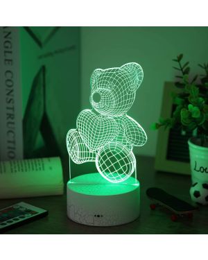 Lampe de nuit 3D Ourson Biggie Love 7 couleurs