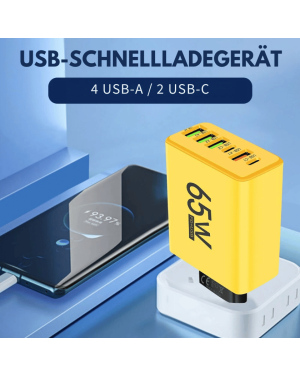 65W Wand-USB-Ladegerät - 6 Ports...