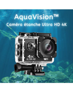 AquaVision™ - Caméra d'Action étanche Ultra HD 4K avec télécommande
